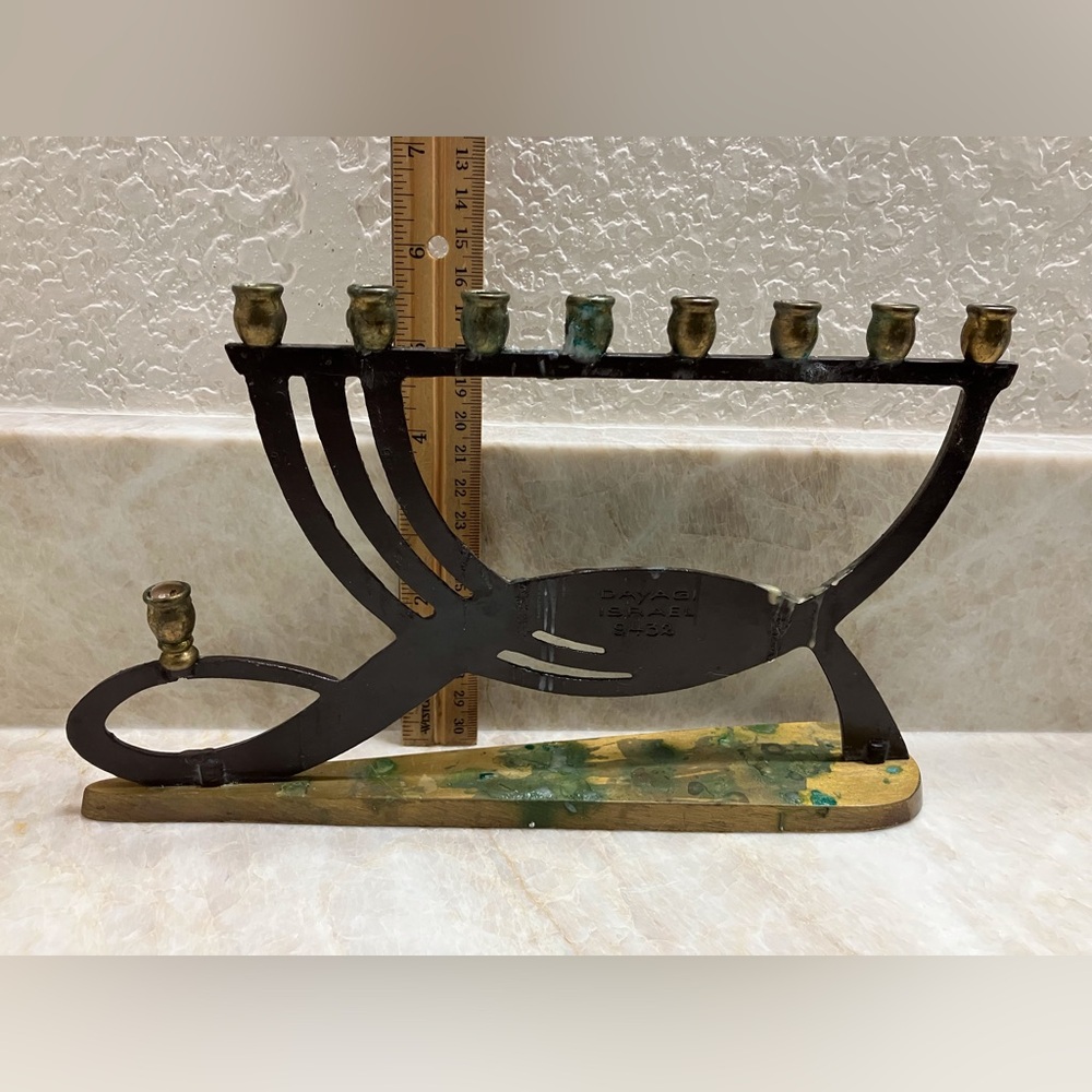 Elegant Gold and Blue Menorah - Picture 4 of 7